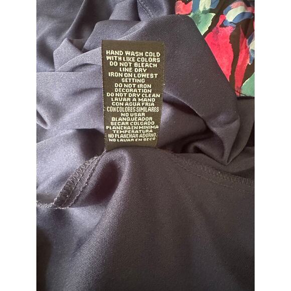 Nicole Miller Abstract Midi Dress Multicolor Boho Sleeveless Ruched Size L - Picture 6 of 6